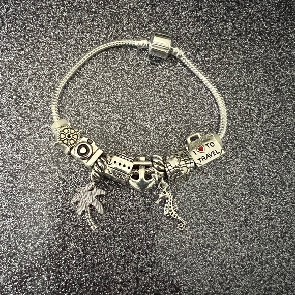 Mega Sale!  Pandora Style Silver Charm Travel Themed Bracelet—NWOT! - Picture 3 of 3